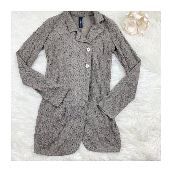 High Use by Clair Campbell Lace/Crochet Long-Line Jacket Women's Size Small - Picture 1 of 8